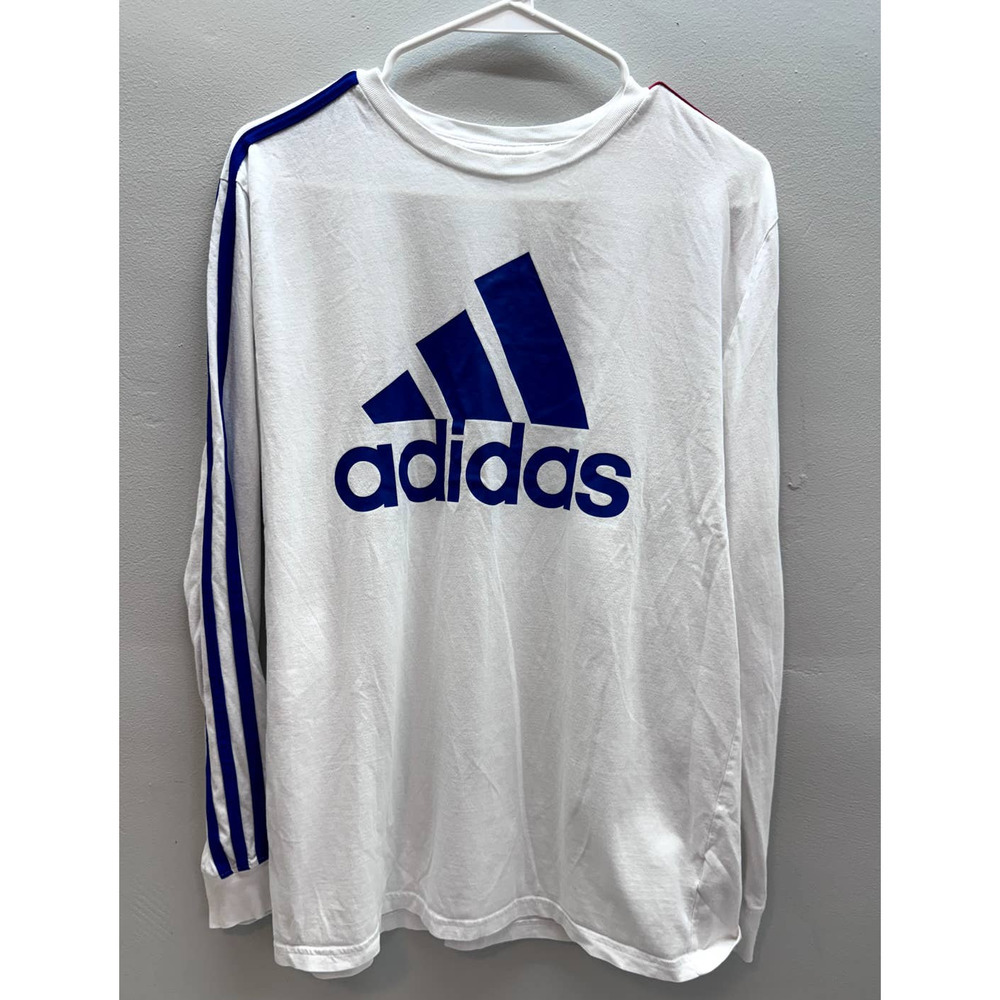 Adidas Shirt Men Boys XL 18-20 Red White Blue Graphic Classiccore Activewear Top